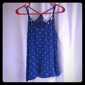 Blue boho strappy tank